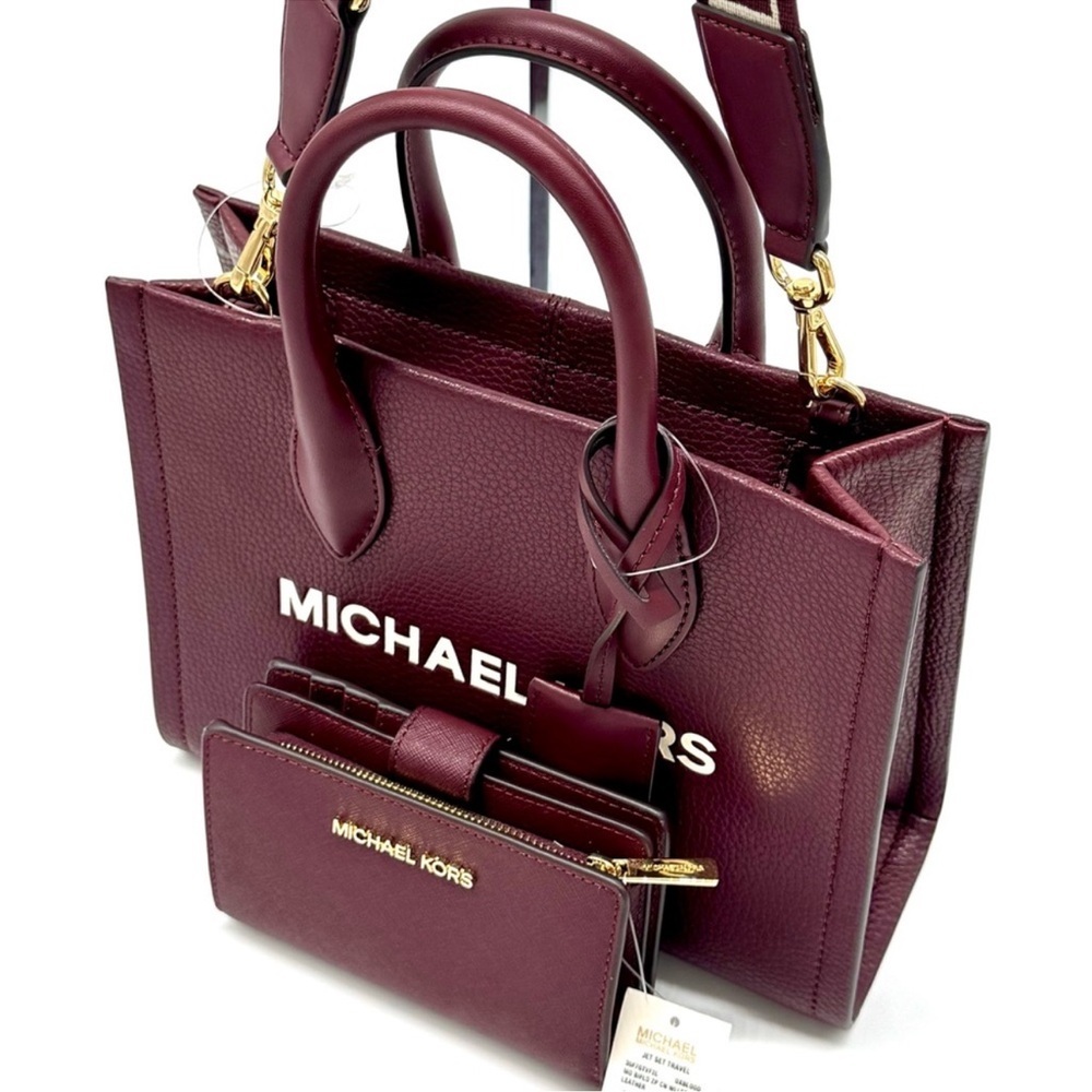Michael Kors Mirella Small Logo Crossbody Bag & Matching Bifold Wallet Ox Blood - Picture 8 of 12